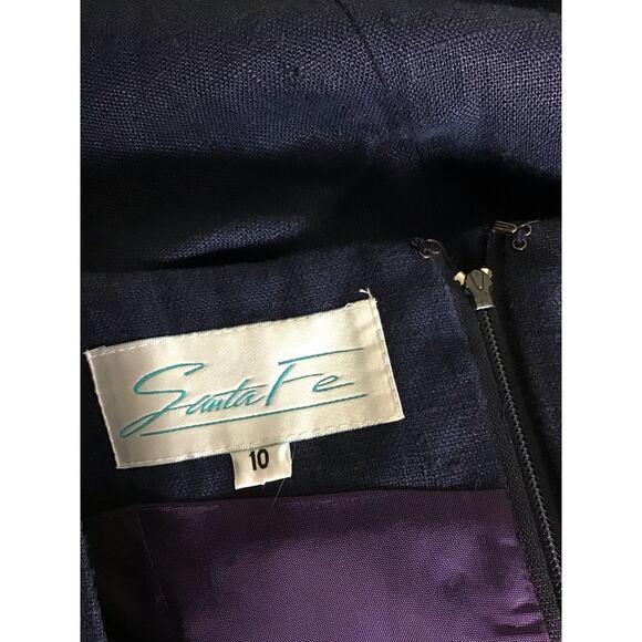 Women Vintage 90’s Sheath Dress Santa Fe Daisy Embroidered Lined Dress Sz10 Blue - Picture 9 of 11